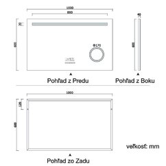 Rozmer zrkadla 100x60 cm