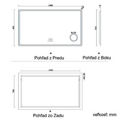 Rozmer zrkadla 140x80 cm